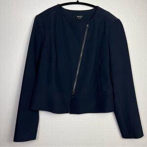 WORTH NAVY SOLID ZIPPER DESIGNER JACKET size M